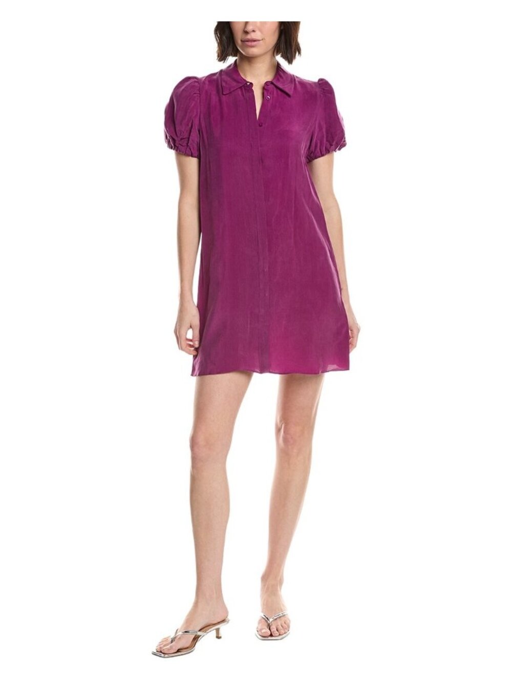 alice + olivia Jem Purple Puff Sleeve Shirt dress
